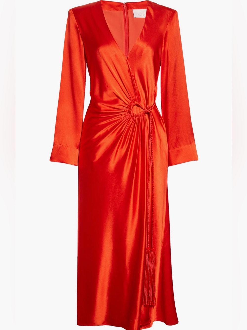 Cinq A Sept  Red 100% Silk Midi Wrap Dress NWT SZ 4